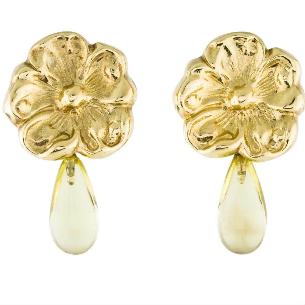 Gorgeous 18Kt gold detachable gem drop earrings - Picture 1 of 16